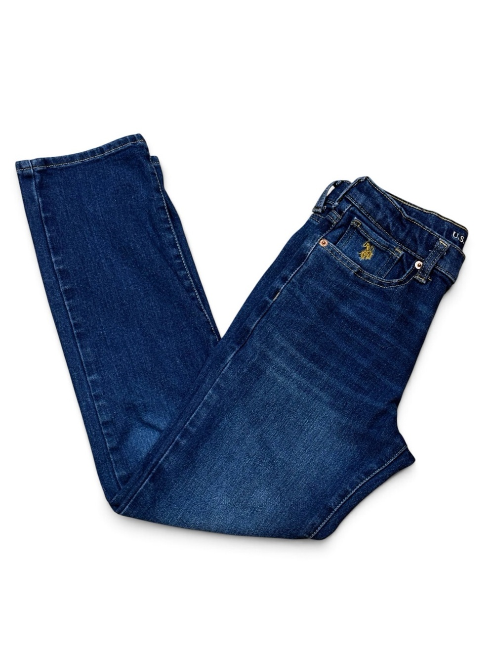 U.S. Polo Assn. Girls Size 12 Dark Wash Stretch Straight Leg Jeans